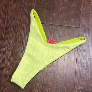 Demon Bikini XXS / XS Neon Yellow Ribbed Bikini Bottom Scrunch Butt Thong